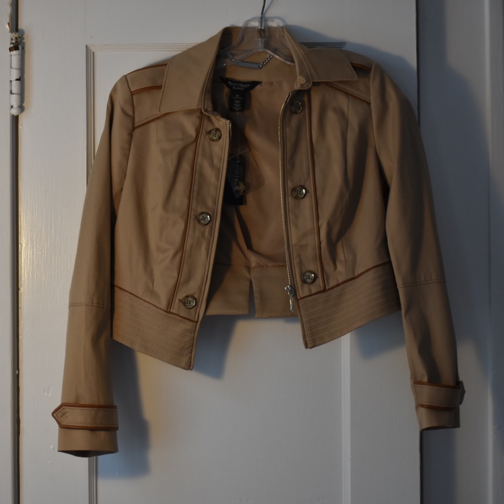 NWT WHBM Tan Jacket with Brown Trim